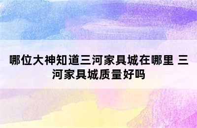 哪位大神知道三河家具城在哪里 三河家具城质量好吗